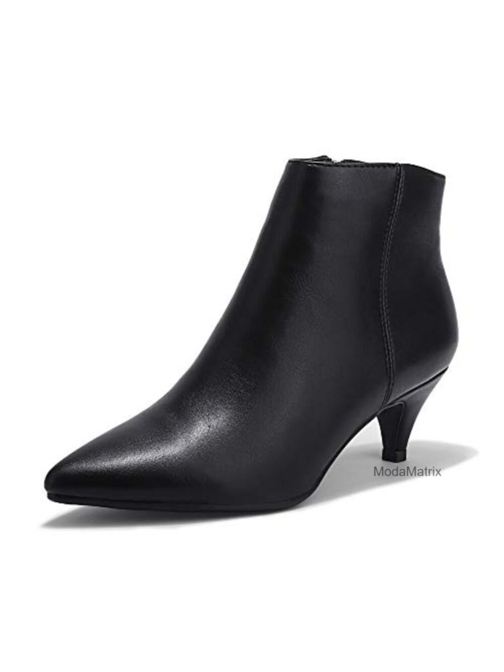 Pointed Toe Low Kitten Heel Ankle Booties Side Zip Dress Boots